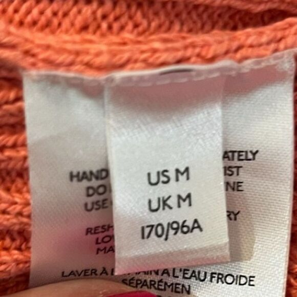 ANTHROPOLOGIE Knit Sleeveless Pullover V-neck Top Coral Pink Women’s Size Medium - Picture 10 of 11